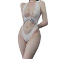 thumbnail image 1 of Gibobby Lencería de encaje Día de San Valentín Mujeres Sexy encaje Slip Suspender chaleco Sexy ropa interior conjunto moda mujer Sexy Irregular Correa ropa de dormir(Blanco, Talla única), 1 of 5