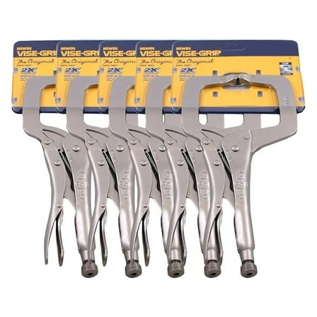 IRWIN Vise-Grip C-Clamps, 11 Inch (5 Pack) - Locking Pliers with Easy Release & Wide Jaw - Regular Tip, Heat-Treated Alloy Steel for Durability