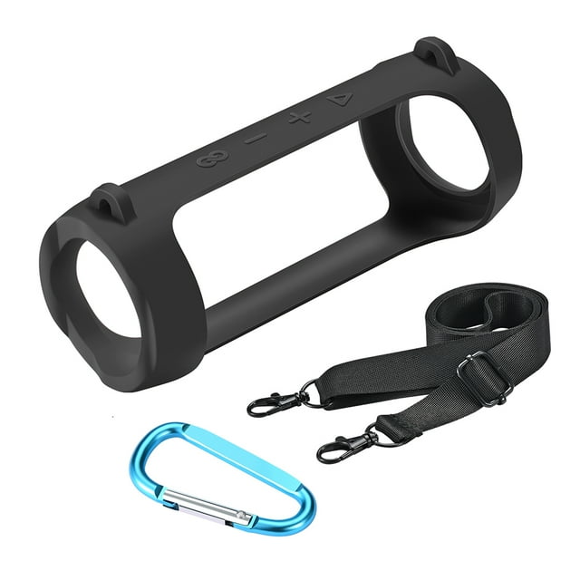 Étui de Haut-Parleur en Silicone Compatible Bluetooth, Sangle Ajustable, Étanche, Étui de Haut-Parleur Sans Fil Portable pour JBL Flip 6/Flip 5, Noir