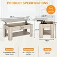 thumbnail image 3 of NiamVelo Lift Top Coffee Table with Hidden Storage Compartment, 41 in Wooden Coffee Table Accent Table for Living Room, Reception Room, Industrial Style, Grey, 3 of 9