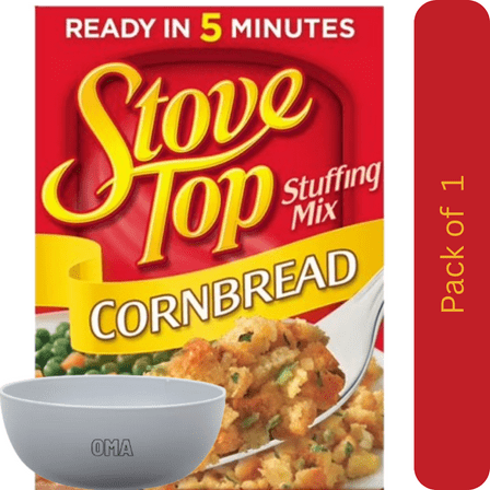 Stove Top Cornbread Stuffing Mix Side Dish, 6 oz Box – with Bowl by OMA