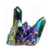 Rainbow Aura Titanium Quartz Crystal Cluster Specimen Healing Stone X8H7