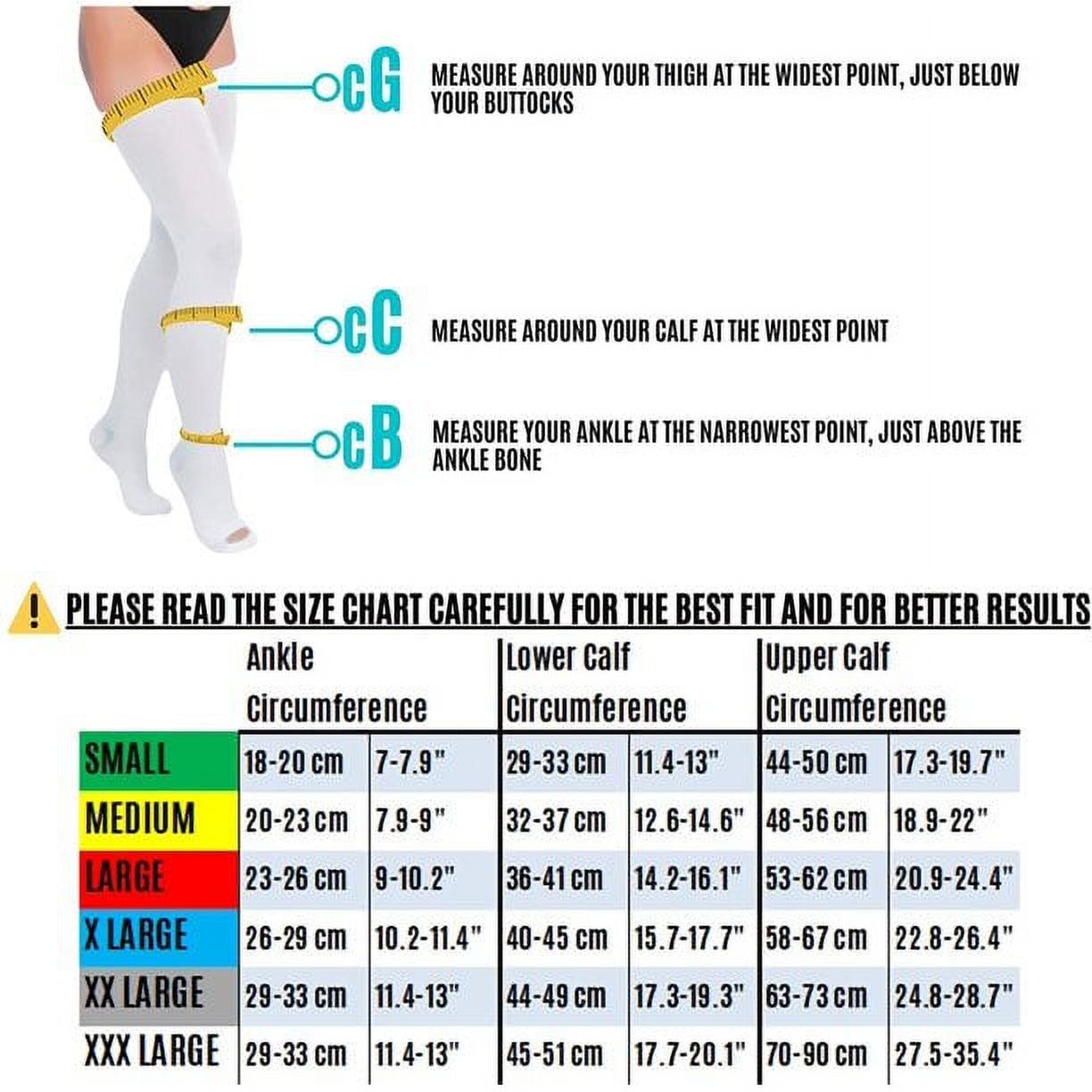 Thigh High Socks for Women Over the Knee High Stockings for Running, Travel, Cycling(X-Large, white, 1 Pair)
