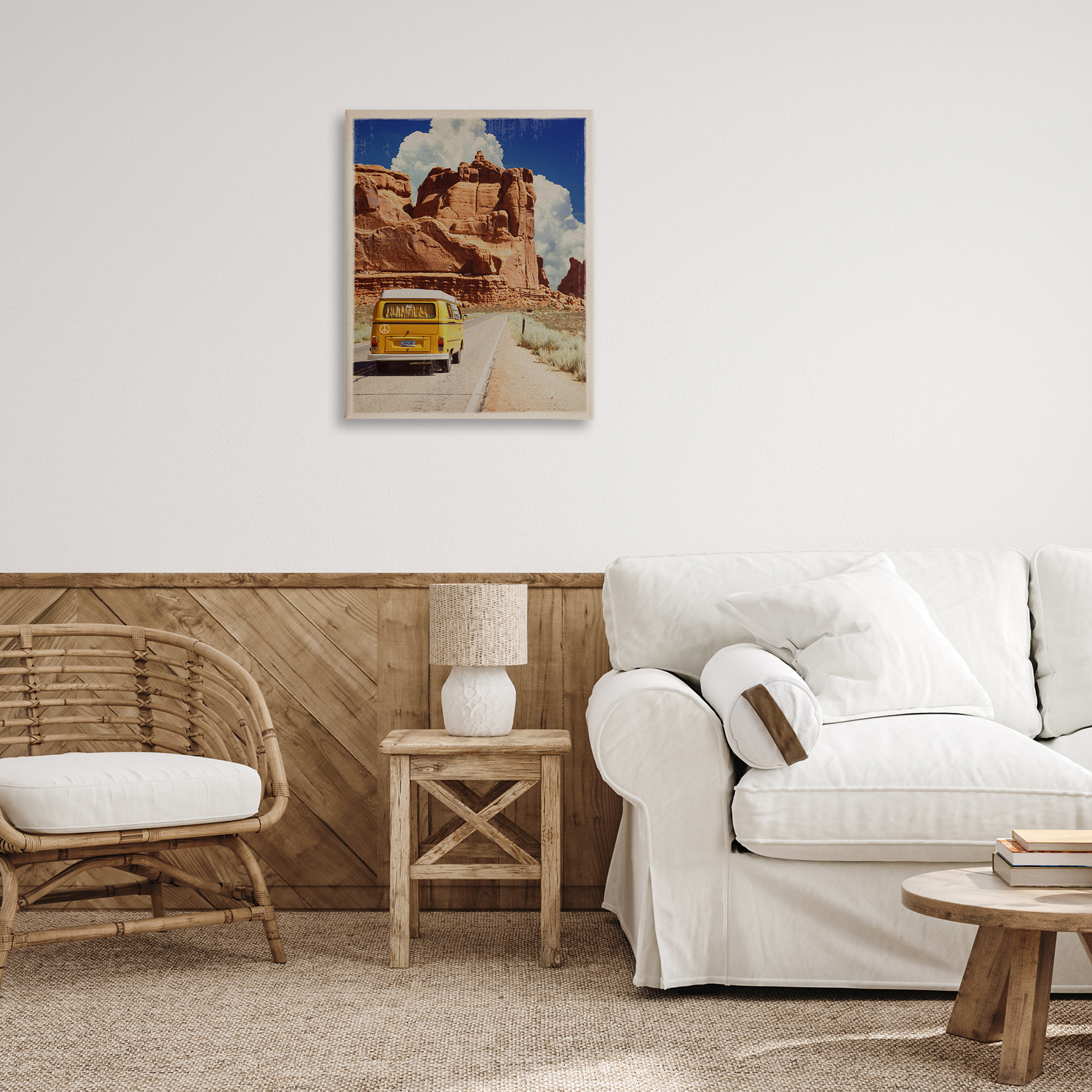 Retro Desert Adventure Canvas Wall Art, design by Old Red Truck