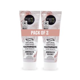 Organic Shop Sea Salt Toothpaste, Gum Wellness, Fluoride Free, Natural Ingredients, Cavity Protection, Tooth Sensitivity, Vegan & Cosmos Natural Certified. Pack of 2