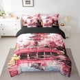 thumbnail image 2 of Homewish Cherry Blossom 7 Pieces Bedding Comforter Set,Japanese Theme Full Bedding Set,Retro Rustic Bridge Fitted Sheet Flat Sheet For Girls Kids,Breathable Home Decor Reversible, 2 of 8