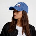 thumbnail image 4 of LNZGNM 250 Anniversary USA Hat for Men Women Adjustable Washed Baseball Hat for Celebrations Trucker Hat Retro Camping Dad Hats,Royal Blue, 4 of 5