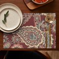 thumbnail image 4 of Set of 6 Paisley Placemats, Flax Linen Heat Resistant Wrinkle Free Featuring Colorful Boho Vintage Floral and Artistic Retro Mandala Patterns, 4 of 5