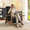 thumbnail image 2 of Bonzy Home Mid-Century Modern PU Leather Recliner with Adjustable Backrest & Footrest – Solid Wood Frame Accent Chair for Living Room, Bedroom & Sunroom, Black, 2 of 7