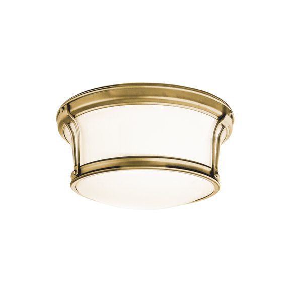 Hudson Valley Newport 2-Light Flush Mount in Aged Brass, 10" Wide