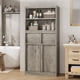 thumbnail image 1 of Yeshouse Armario independiente alto de 130 cm con puertas, dos cajones y estantes, ideal para cocina, comedor, baño, despensa y lavandería, 1 of 7