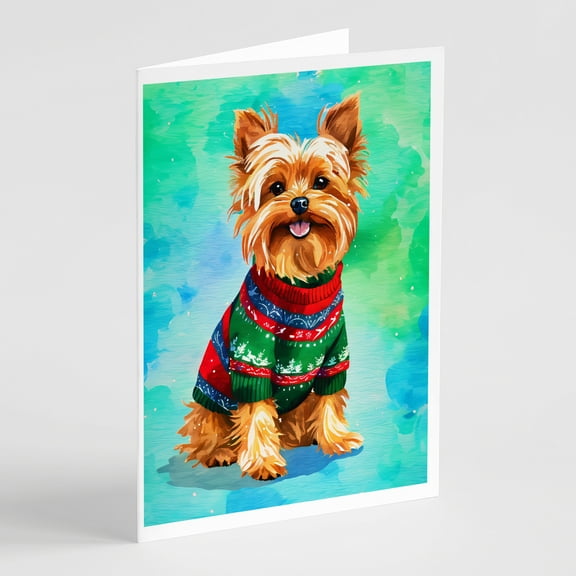 Yorkshire Terrier Yorkie Christmas Greeting Cards Pack of 8 7 in x 5 in