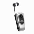 thumbnail image 1 of Auriculares retráctiles con micrófono y clip, cómodos auriculares deportivos para negocios, camioneros, conductores, para correr, hacer ejercicio con plata, 1 of 9