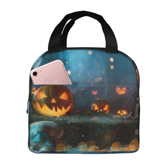 Balery Spooky Halloween Bolsa de Almuerzo Aislada – Caja de Almuerzo con Papel de Aluminio Grueso, Mantiene la Comida Fresca por 4 Horas