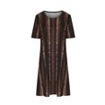 thumbnail image 4 of Henpk Summer Dresses for Women Striped T Shirt Dress Casual Midi Dress Short Sleeve Sundress with Pockets Round-Neck Fashion Casual Temperament Pullover Short Sleeve Print Casual Loose Pocket Brown L, 4 of 8