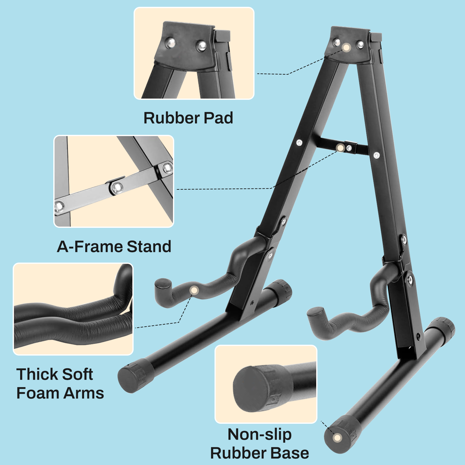 Behome Foldable A-Frame Guitar Stand with Foam Arms photo 2