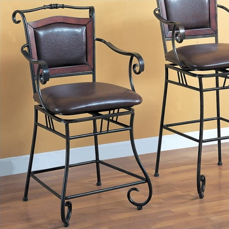 Coaster 24 Faux Leather Counter Stool In Brown And Bronze Walmart Canada