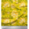 thumbnail image 1 of Soimoi Tissu en Poly Georgette Imprimé Feuilles & Roses Floral au Mètre 52 Pouces de Large, 1 of 3