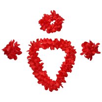 BNNG 4 Pcs Hawaiian Flower Lei Hula Necklace Garland Headband Wristbands Wedding Decorations Beach Tropical Party Supplies Hawaiian Necklace Tropical Luau Hawaii Wreaths Silk Flower