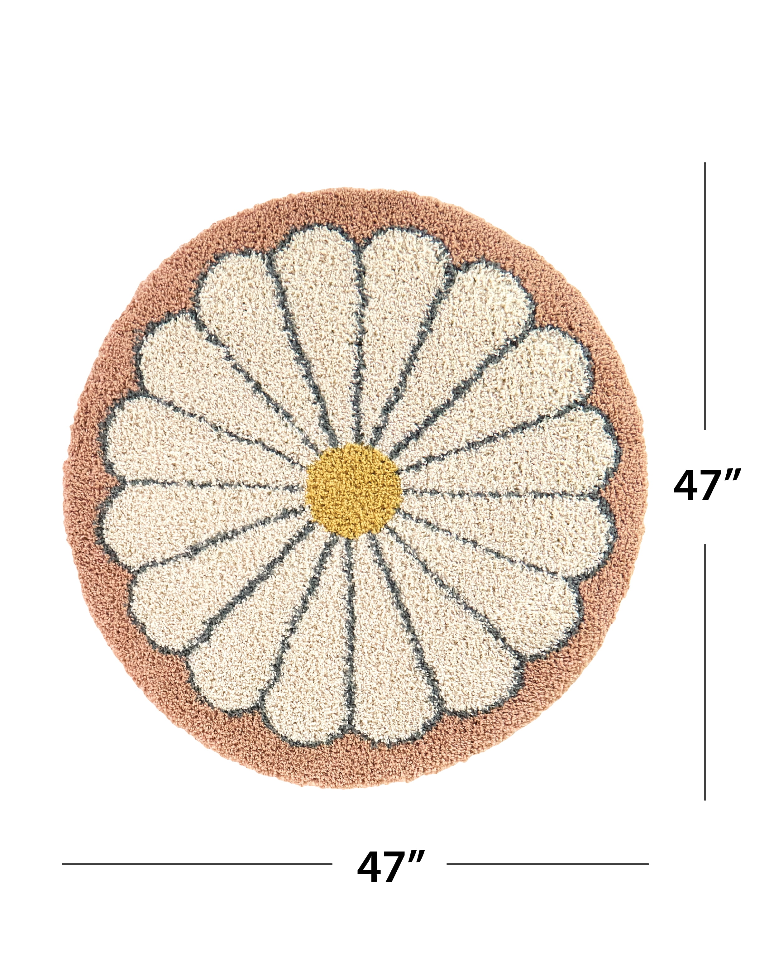 Mainstays Pink Floral Round Indoor Shag Rug, 47" Round