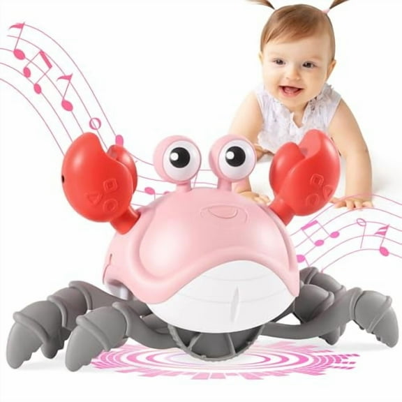 Crawling Crab Baby Toys 3.0,Upgraded Tummy Time Baby Toys 6-12 12-18 Month,Infant Learning Crawl Walking Dancing Crab with Music&Speed Control for 1 2 3 4 5 6 Girls Year Newborn Birthday Gifts