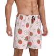 thumbnail image 2 of Balery Strawberry Floral Pantalones cortos de pijama de punto de algodón para hombre con cinturilla y bolsillos-Medium, 2 of 6