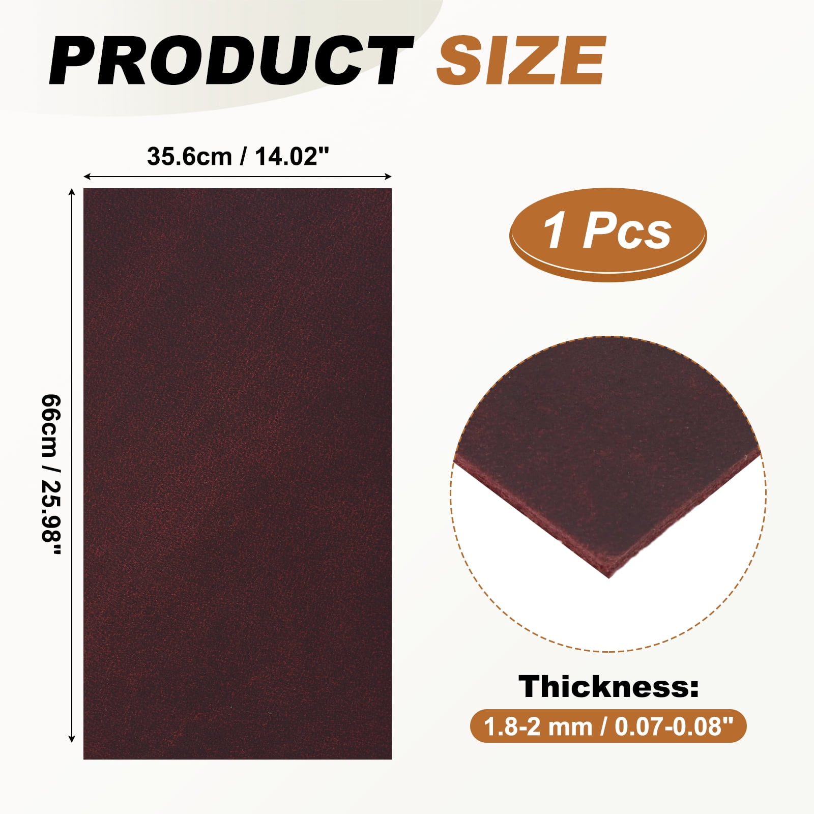 Uxcell Genuine Leather Sheets, 26" x 14" 4-5 oz (1.8-2mm) Thick Full Grain Leather Sheet Tooling Precut for Carving Engraving Molding Embossing Stamping, Dark Red