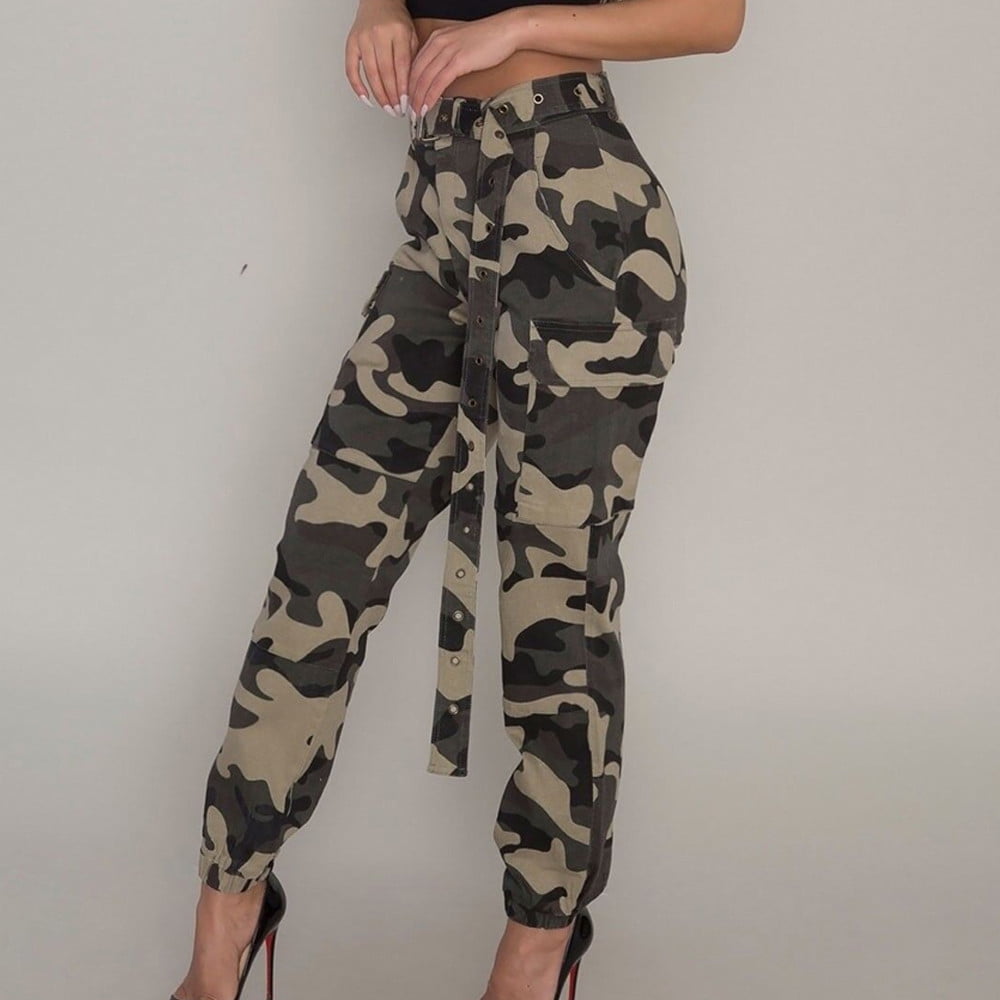 womens grey camo trousers