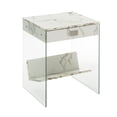 thumbnail image 3 of Convenience Concepts SoHo 1 Drawer End Table with Shelf, White Faux Marble, 3 of 7