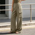 thumbnail image 4 of Women's Wide Leg Cargo Dress Pants High Rise Pleated Casual Suit Trousers Multi Pockets Work office Slacks with Pockets Fashion Bottoms Coffee, 4 of 6