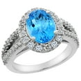 thumbnail image 1 of 14K White Gold Diamond Natural Swiss Blue Topaz Engagement Ring Oval 10x8mm, size 7.5, 1 of 3