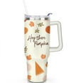 thumbnail image 2 of Pumpkin Leaves in Autumn 40 Oz Tumbler with Handle Lid and Straw, Stainless Steel Double Walled Vacuum Insulated Cup, Cute Birthday Gifts Tumbler for Women Men Friends, 2 of 7
