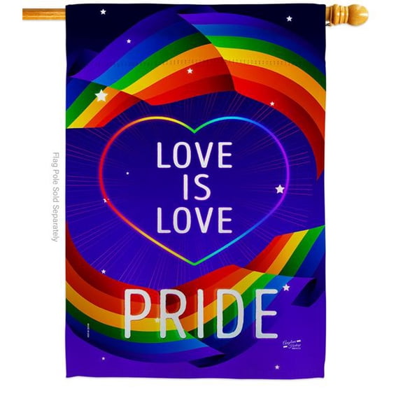 Angeleno Heritage H137517-BO Love Is Pride Support 28 x 40 in. Double-Sided Decorative Vertical House Flags for Decoration Banner Garden Yard Gift