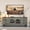 Black+ Gray, variant on DRNANLIT 60" Farmhouse TV Stand with 4 Drawers & 2 Glass Doors, Rustic Wood Media Console, Distressed Entertainment Center, Ancient White