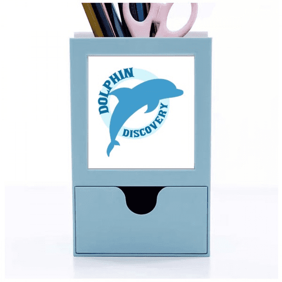 Blue Ocean Streamline Dolphin Pattern Desk Supplies Organizer Pen Holder Card