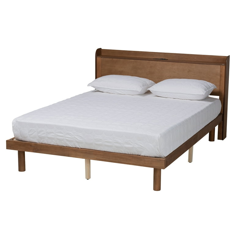 Baxton Studio Decker Mid-Century Modern Transitional Walnut Brown Finished Wood Full Size Platform Bed with Charging Station Baxton Studio Decker Mid-Century Modern Transitional Walnut Brown Finished Wood Full Size Platform Bed with Charging Station