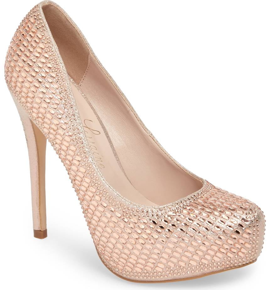 rose gold platform pumps