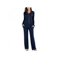 thumbnail image 5 of 2 Piece Women's V-neck Long Sleeve Trousers With Pocket Button-up Sleepwear Pajamas Suit, 5 of 6