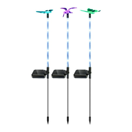 

Courtyard Lights Solar 3PCS Solar Hummingbird Butterfly Grassland Light Acrylic Ground Lamp Colorful Garden Lights Outdoor Patio Lights