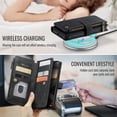 thumbnail image 6 of CaseMe Case for Samsung Galaxy S26+ 5G Wallet Case for Women Men, Fashion Durable PU Leather Magnetic Flip Lanyard Strap Wristlet 10-Card Holder Zipper Wallet Phone Case,Black,For Galaxy S26+ (5G), 6 of 8