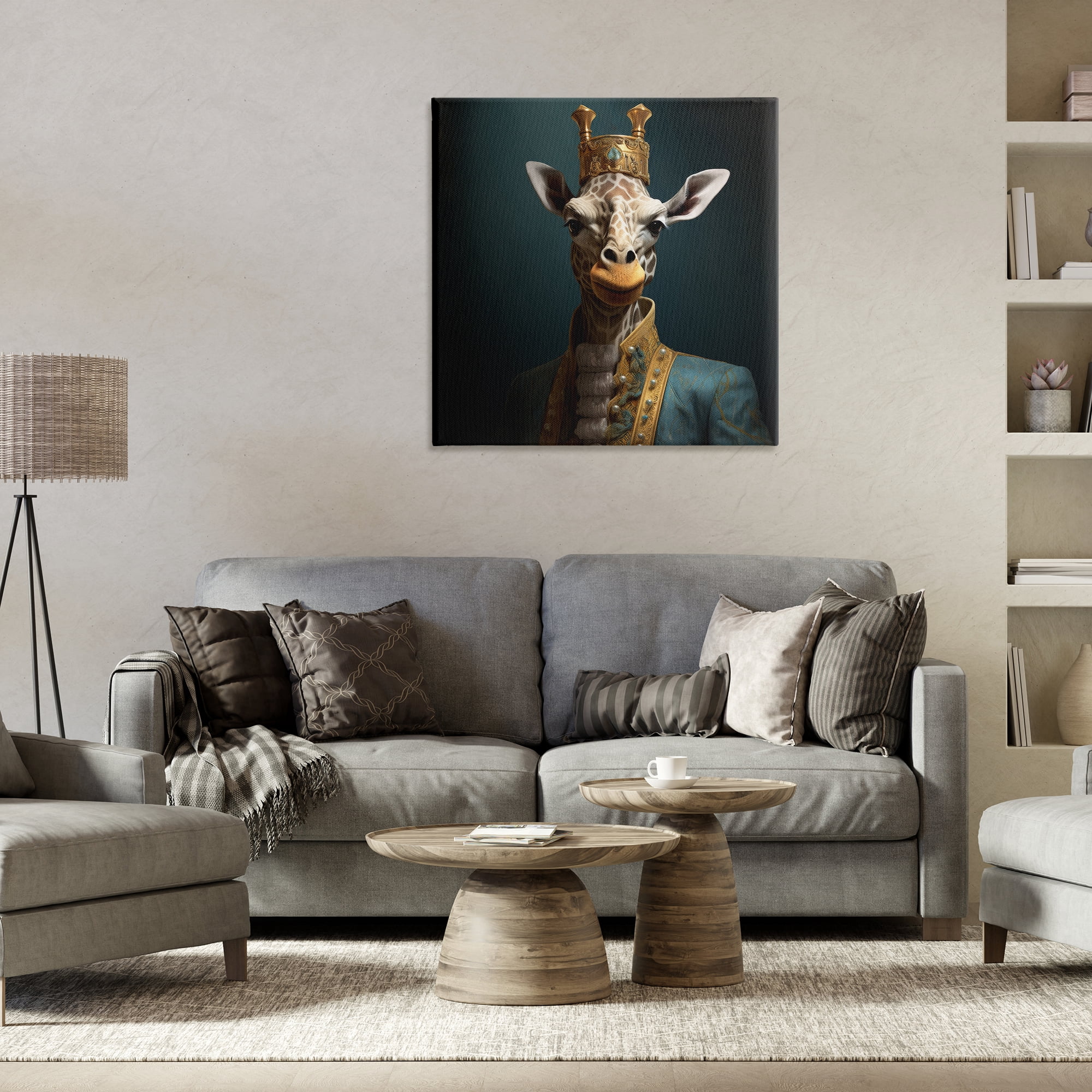 Stupell Industries Giraffe Gaze in Regal Crown Canvas Wall Art, design by Lazar Studio