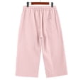 thumbnail image 3 of Dwellite Women's Capri Pants High Waisted Drawstring Palazzo Cropped Pants Summer Casual Trousers with Pockets Pink 2XL, 3 of 5