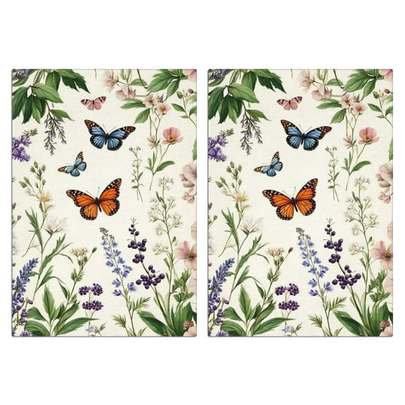 2 Pcs Funny Kitchen Towels,Pioneer Flower and Butterfly Microfiber Dish Towels,Kitchen Tea Towels,Kitchen Towel Set (18" X 26")