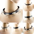 thumbnail image 2 of HEVIRGO Punk Gothique Faux Cuir Noir Choker Croix Rivet Boucle Collier Collier, 2 of 10