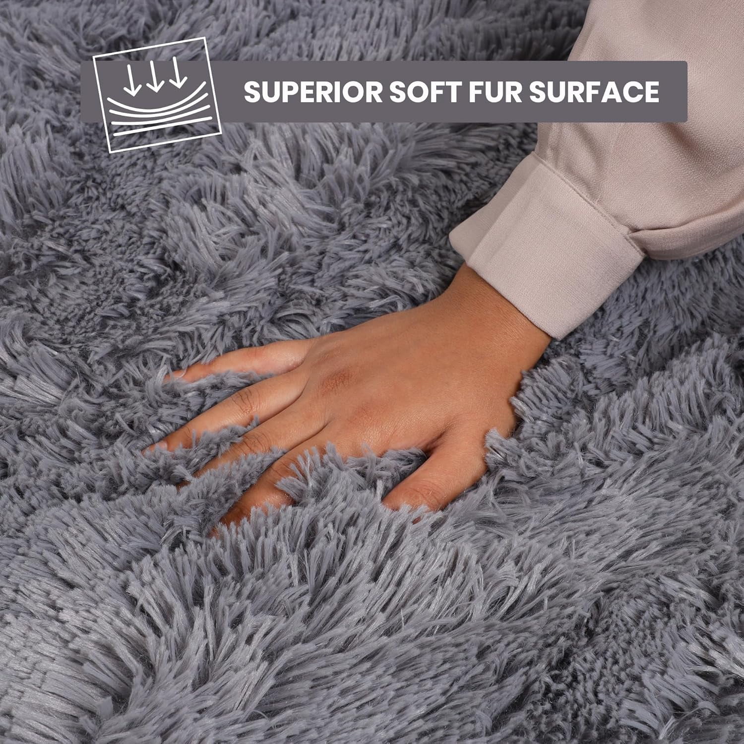 Ameha Shaggy Rug 4x6ft Ultra Soft Comfy Large Fluffy Rugs Non-Slip For Teen Adults Apartment Bedroom Home Decor Gray