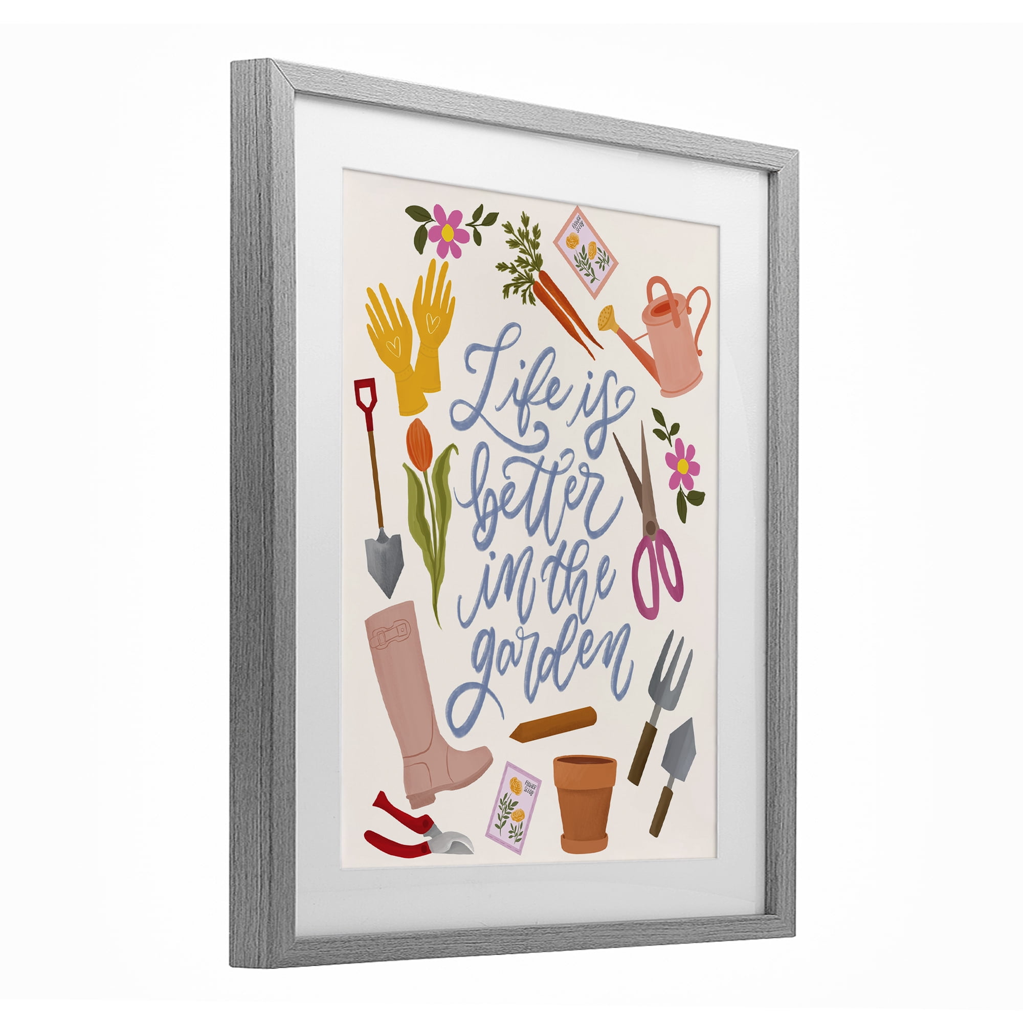 Stupell Industries Life In The Garden Gray Framed Print Under Glass, design by Isabela Schielke