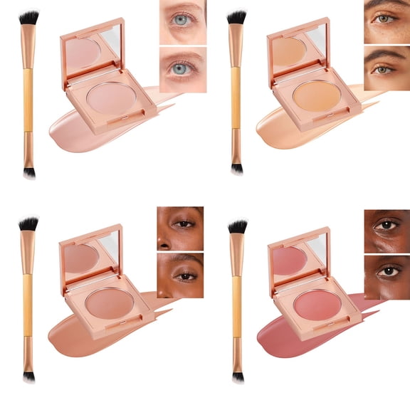 Long-Lasting Concealer for Dark Circles & Freckles, Waterproof Cover-Up for Blemishes & Imperfections, Lightweight Formula for All Skin Types, Includes Brush for Easy Application, Full-Day Wear