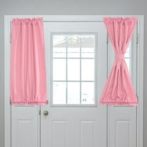 Blackout Door Curtains, French Side Door Window Curtain for Privacy, Rod Pocket Door Curtain Tie Up Shade for Patio Front Door Window, Pink, 25" x 40", 1 Panel