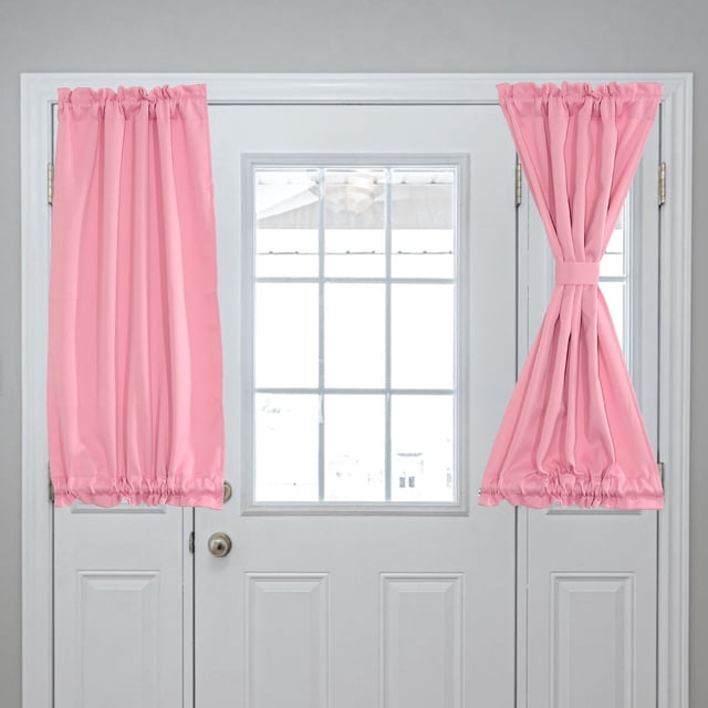 Cortinas de Puerta Oscurecedoras, Cortina de Ventana Lateral Francesa para Privacidad, Cortina de Puerta con Bolsillo para Varilla para Ventana de Puerta del Patio, Rosa, 25" x 40", 1 Panel