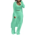 thumbnail image 2 of YUGYXL Women's Tracksuit Winter Autumn Knitted Long-sleeved Blazer Coat Tank Long Pants Three Piece Sets Outfit Mint Green XXL, 2 of 6